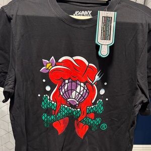 Johnny Cupcakes Black T-Shirt with White Logo - Mermaid